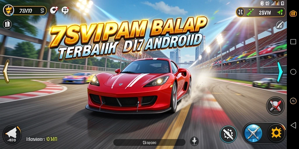 Screenshot gameplay 7SVIP menampilkan balapan seru di lintasan yang menantang.