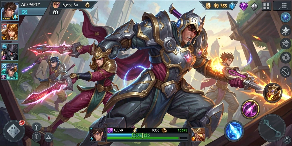 Gameplay seru ACEPARTY dengan karakter dan strategi unik.