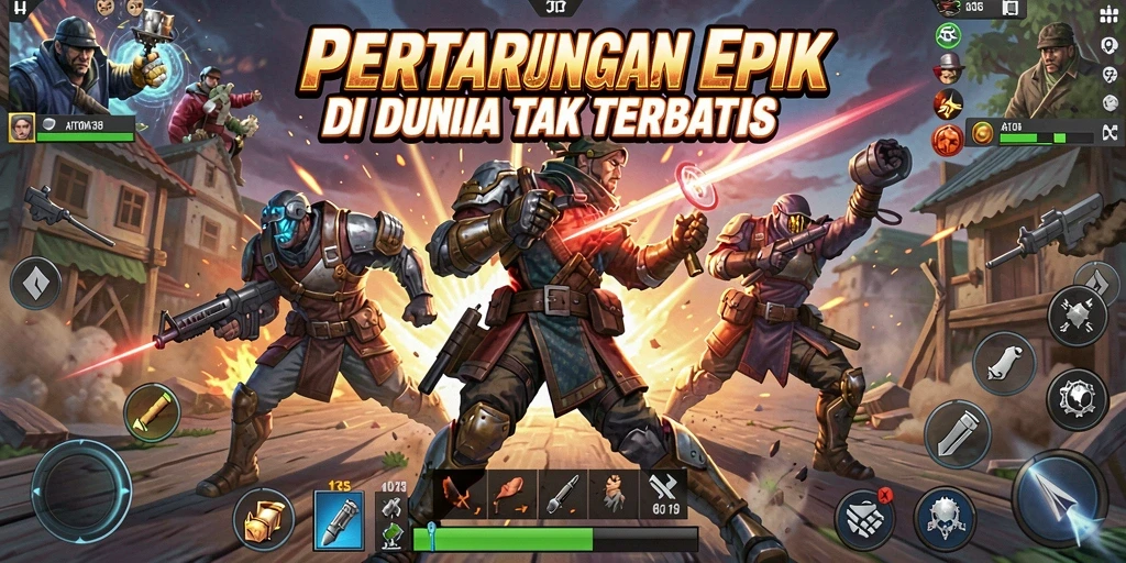 Screenshot gameplay ATOM138 menampilkan aksi pertarungan yang mendebarkan.