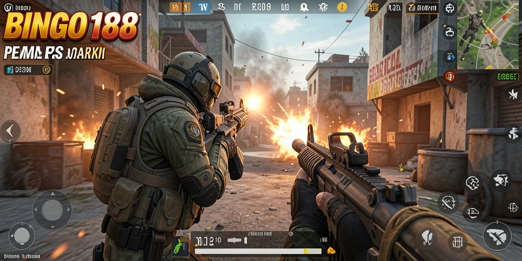 Tangkapan layar BINGO188 menampilkan aksi gameplay yang intens di dunia FPS.