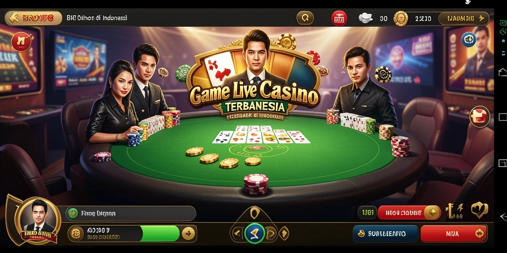 Screenshot utama BRO178 menampilkan dealer langsung dalam permainan Live Casino.