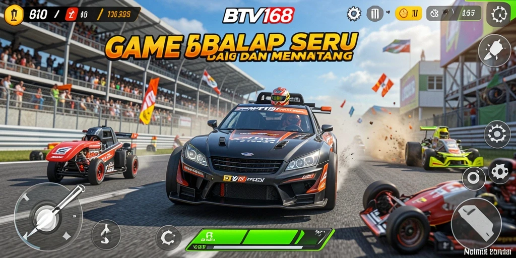 Screenshot BTV168 menampilkan aksi balapan yang mendebarkan.