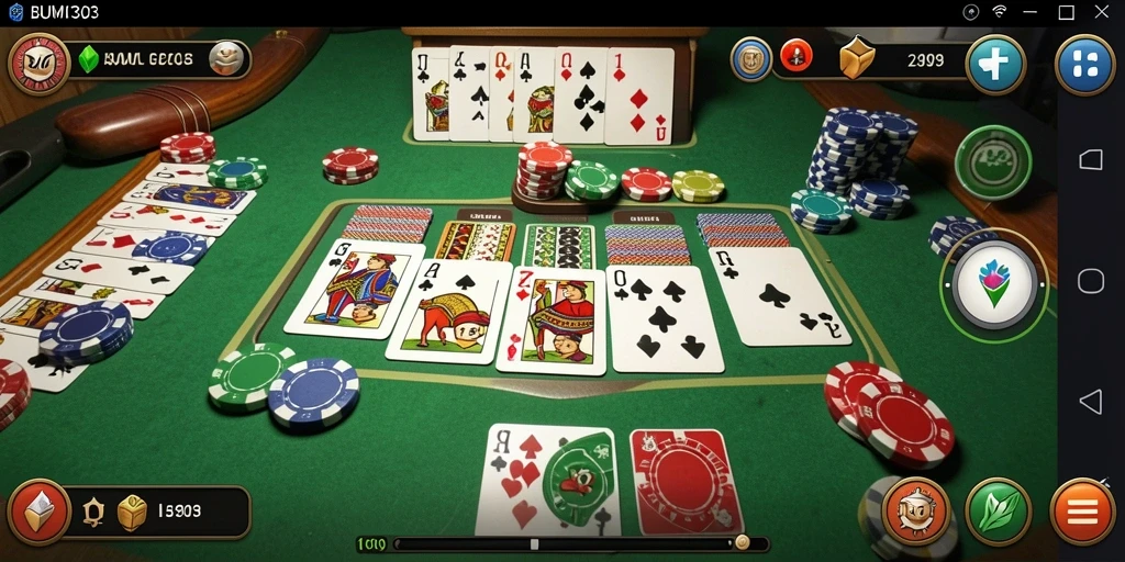 Screenshot gameplay Gaple BUMI303 yang menyenangkan dan interaktif.