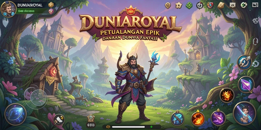 Screenshot DUNIAROYAL menampilkan pertarungan epik dan menjelajah dunia fantasi yang menakjubkan.