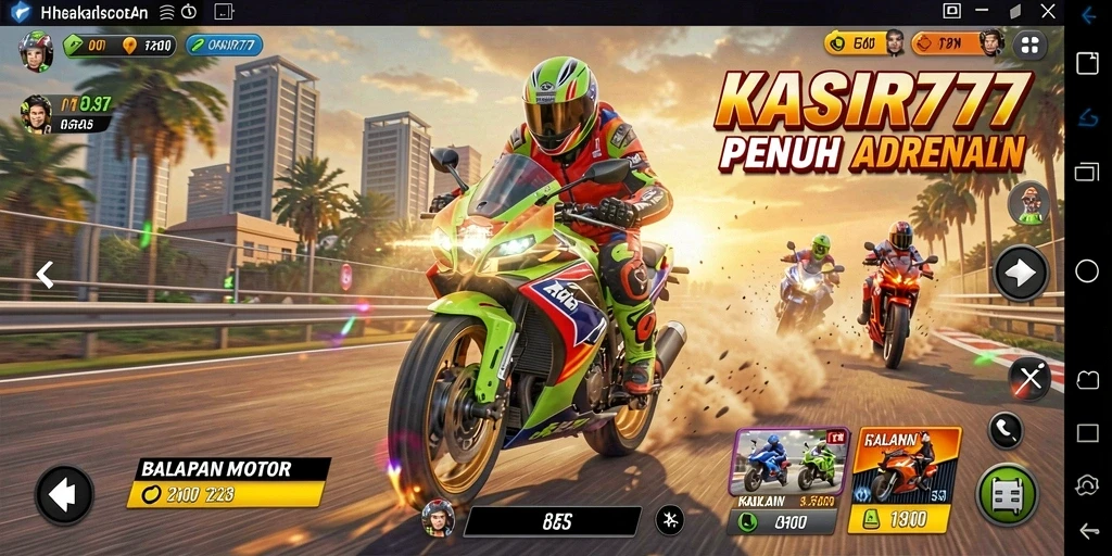 Tampilan gameplay KASIR777 yang menegangkan saat balapan motor.
