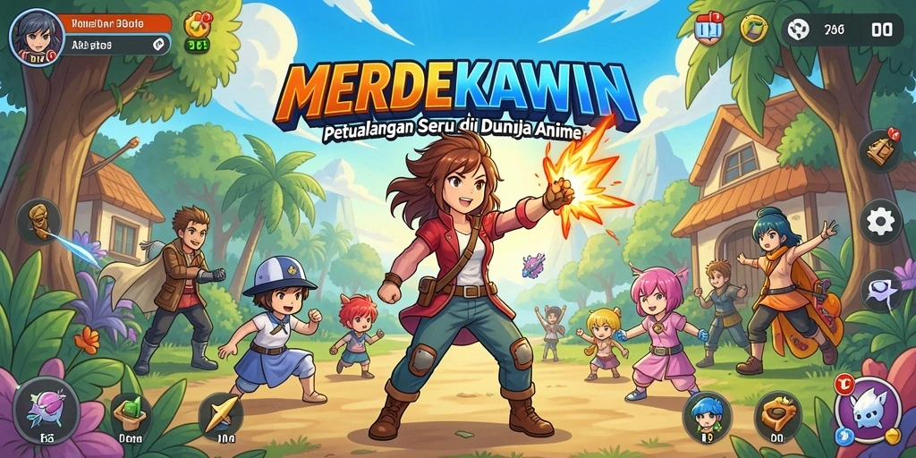 Tampilan menarik gameplay anime MERDEKAWIN yang seru.