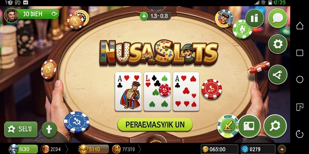 Tampilan screenshot NUSASLOTS yang menunjukkan aksi bermain domino yang seru.