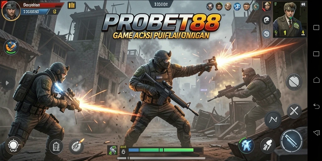 Screenshot PROBET88 menampilkan aksi seru dalam pertempuran.