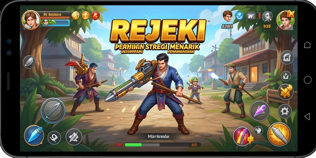 Screenshot utama REJEKI menampilkan aksi seru dalam permainan strategi.