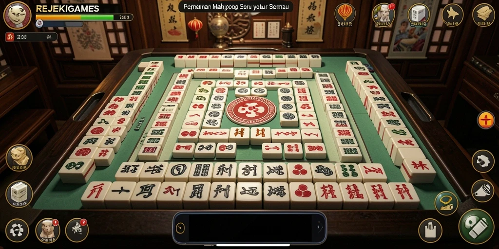 Tangkapan layar gameplay REJEKIGAMES menampilkan permainan Mahjong yang menarik.
