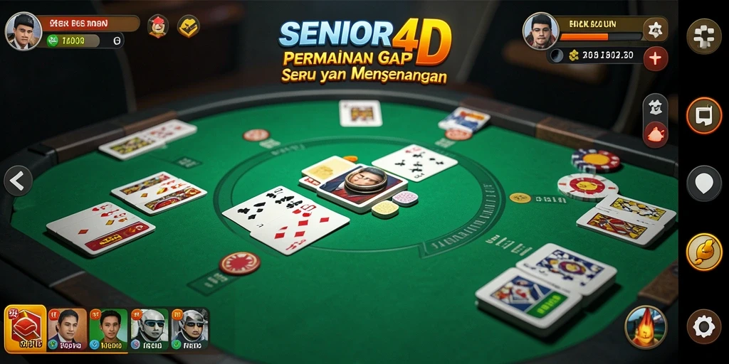 Tampilan gameplay seru dan interaktif SENIOR4D saat bermain Gaple.
